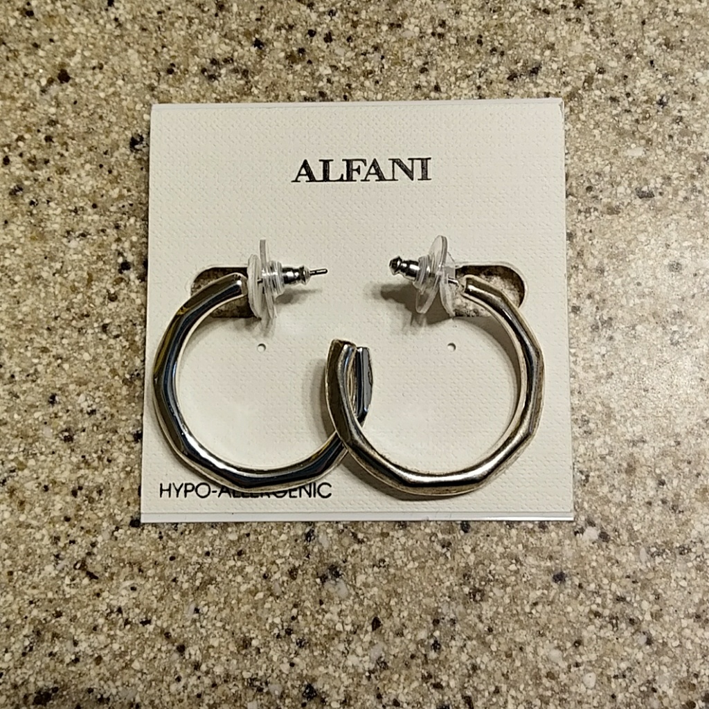 Nwt Alfani Silver Geometry Hoop Earrings 13$
